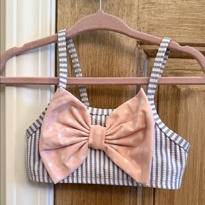 Ruffle Butts Blue and Pink Striped Bikini Top